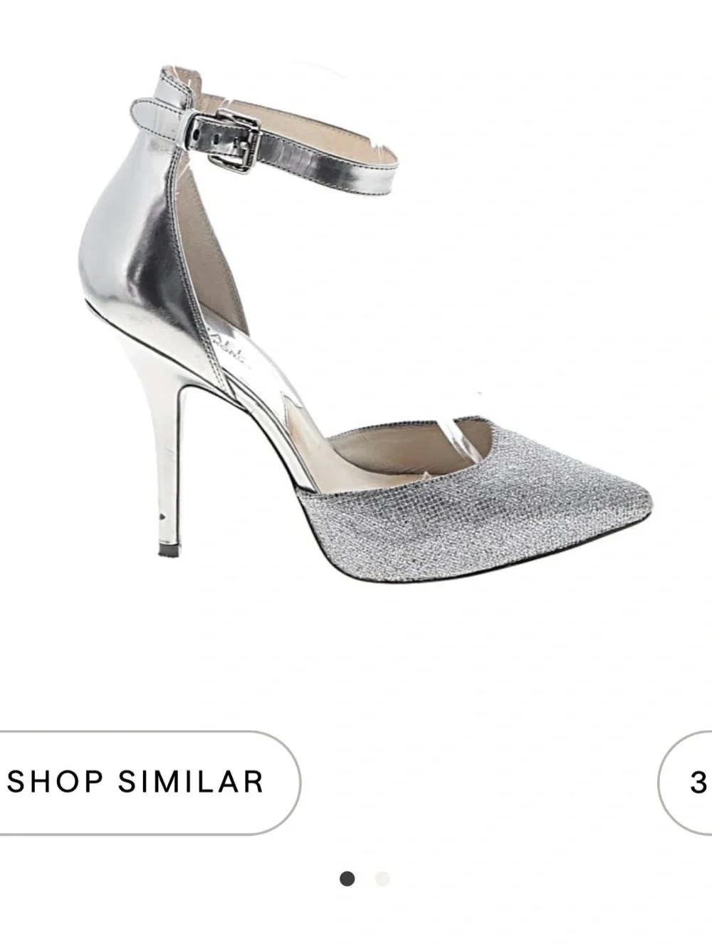 Michael Kors Silver Metallic Ankle-Strap Pointed Pump